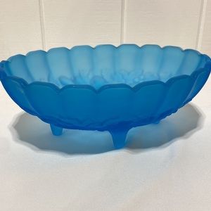 Vintage Frosted Satin Blue Bowl